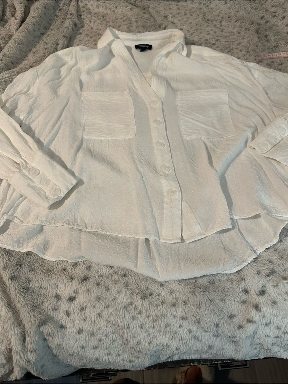 mittoshop White Textured Button-Down Shirt